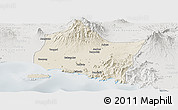 Shaded Relief Panoramic Map of Kab. Jember, lighten, semi-desaturated