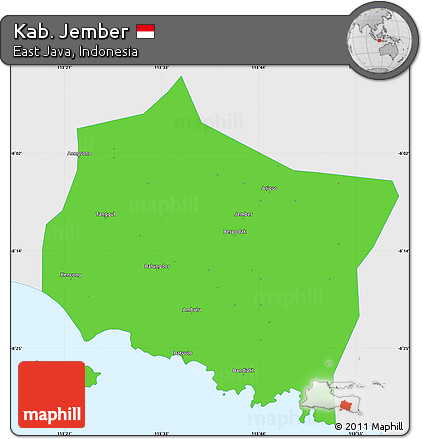 Political Simple Map of Kab. Jember, single color outside