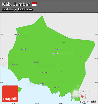 Political Simple Map of Kab. Jember, single color outside