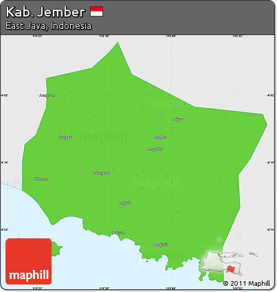 Political Simple Map of Kab. Jember, single color outside