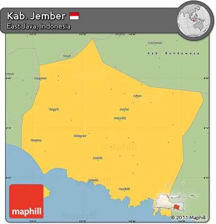 Savanna Style Simple Map of Kab. Jember