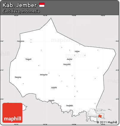 Silver Style Simple Map of Kab. Jember, cropped outside