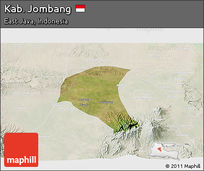 Satellite 3D Map of Kab. Jombang, lighten