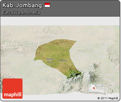 Satellite 3D Map of Kab. Jombang, lighten