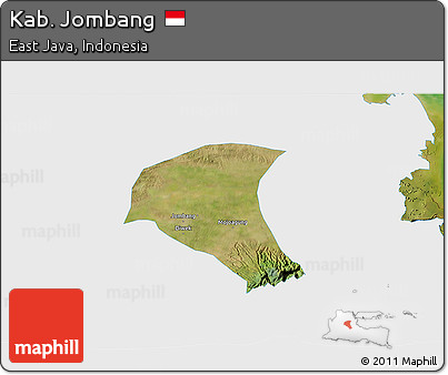 Satellite 3D Map of Kab. Jombang, single color outside