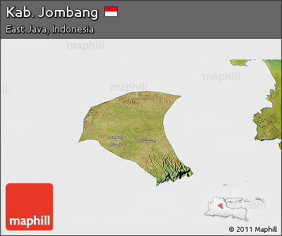 Satellite 3D Map of Kab. Jombang, single color outside