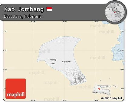 Classic Style Map of Kab. Jombang, single color outside