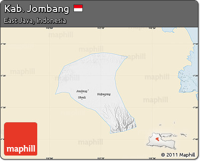 Classic Style Map of Kab. Jombang, single color outside