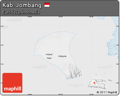 Silver Style Map of Kab. Jombang, single color outside