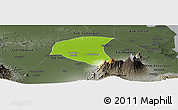 Physical Panoramic Map of Kab. Jombang, darken, semi-desaturated