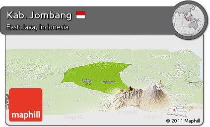 Physical Panoramic Map of Kab. Jombang, lighten