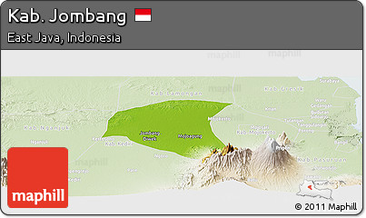 Physical Panoramic Map of Kab. Jombang, lighten