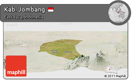 Satellite Panoramic Map of Kab. Jombang, lighten