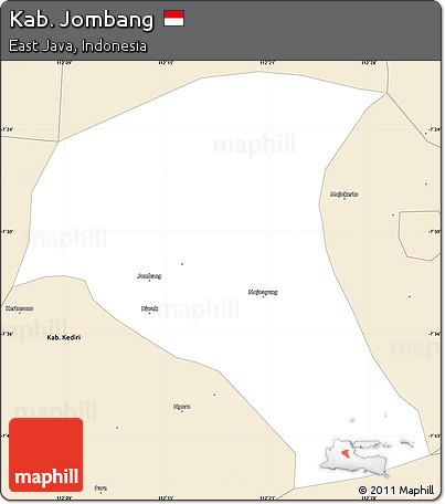 Classic Style Simple Map of Kab. Jombang