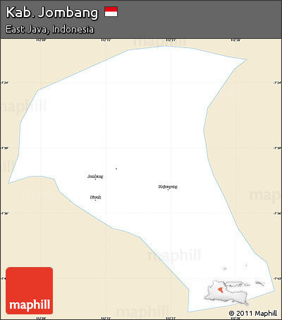Classic Style Simple Map of Kab. Jombang, single color outside