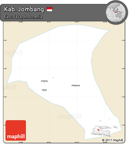 Classic Style Simple Map of Kab. Jombang, single color outside