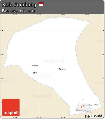 Classic Style Simple Map of Kab. Jombang, single color outside