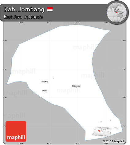 Gray Simple Map of Kab. Jombang, single color outside