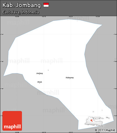 Gray Simple Map of Kab. Jombang, single color outside