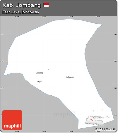 Gray Simple Map of Kab. Jombang, single color outside
