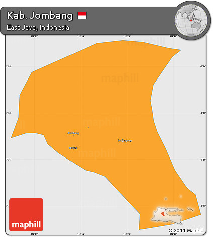 Political Simple Map of Kab. Jombang, single color outside