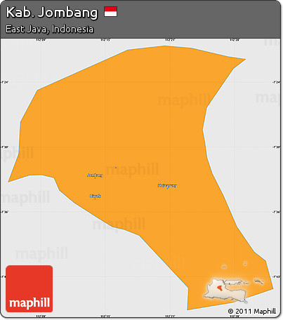 Political Simple Map of Kab. Jombang, single color outside