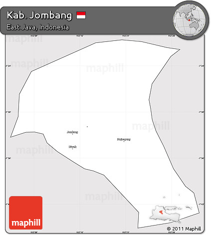 Silver Style Simple Map of Kab. Jombang, cropped outside