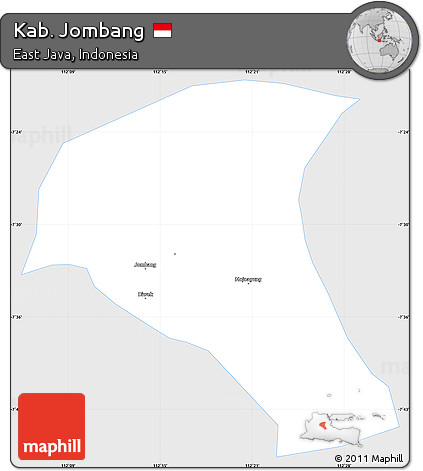 Silver Style Simple Map of Kab. Jombang, single color outside