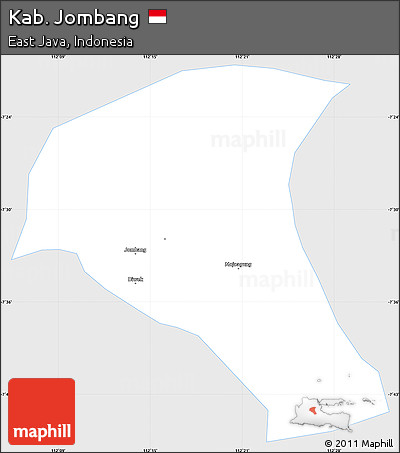Silver Style Simple Map of Kab. Jombang, single color outside
