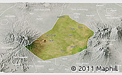 Satellite 3D Map of Kab. Kediri, lighten, semi-desaturated