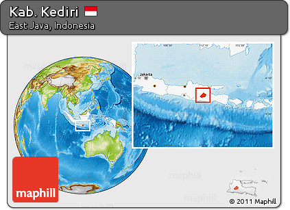 Physical Location Map of Kab. Kediri, highlighted country