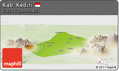 Physical Panoramic Map of Kab. Kediri, lighten