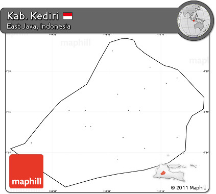 Blank Simple Map of Kab. Kediri, cropped outside, no labels