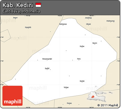 Classic Style Simple Map of Kab. Kediri