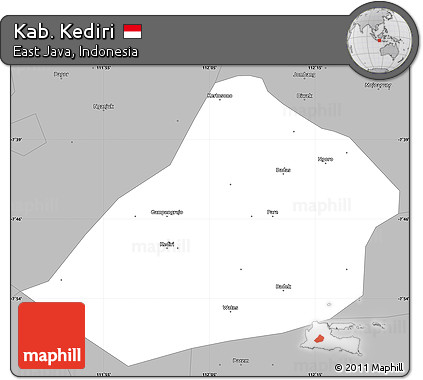 Gray Simple Map of Kab. Kediri