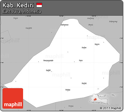 Gray Simple Map of Kab. Kediri