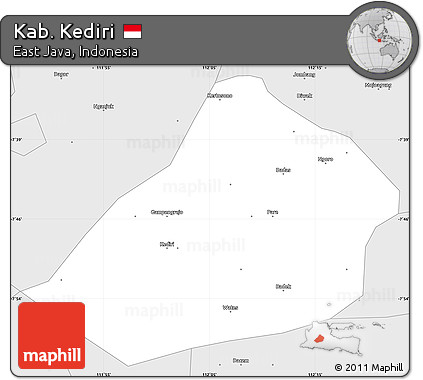 Silver Style Simple Map of Kab. Kediri