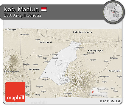 Classic Style 3D Map of Kab. Madiun