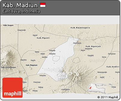 Classic Style 3D Map of Kab. Madiun