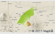 Physical 3D Map of Kab. Madiun, shaded relief outside