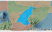 Political 3D Map of Kab. Madiun, semi-desaturated