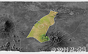 Satellite 3D Map of Kab. Madiun, darken, desaturated