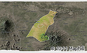 Satellite 3D Map of Kab. Madiun, darken, semi-desaturated