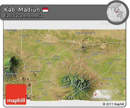 Satellite 3D Map of Kab. Madiun