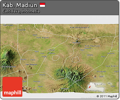 Satellite 3D Map of Kab. Madiun