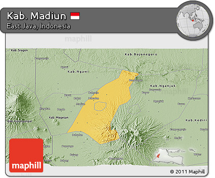 Savanna Style 3D Map of Kab. Madiun
