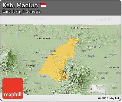 Savanna Style 3D Map of Kab. Madiun