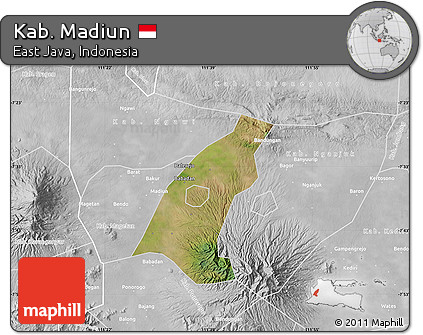 Satellite Map of Kab. Madiun, lighten, desaturated