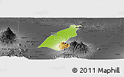 Physical Panoramic Map of Kab. Madiun, darken, desaturated