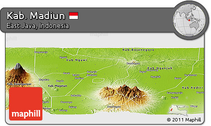 Physical Panoramic Map of Kab. Madiun